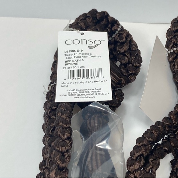 Brown Drapery Curtain Chair Tie Back 24" with 5.5" Tassel Set of 2 Conso - Picture 11 of 13